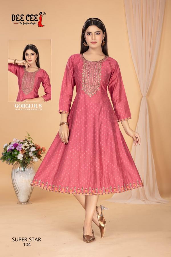 Deecee Super Star Flared Printed Roman Silk Kurtis Collection